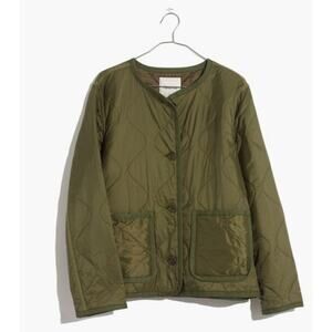 Madewell Olive Quilted Liner Button Front Lightweight Jacket Coat Size S